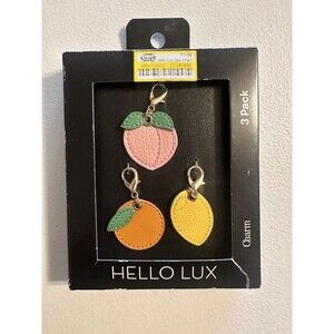 HELLO LUX Clip-On Fruit Charm 3 Pack Peach Orange Lemon PU Multicolor Women